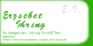 erzsebet ihring business card